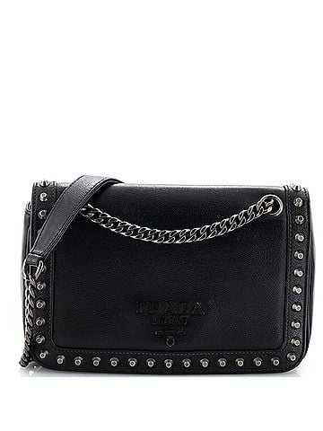 Prada Chain Flap Bag Studded Glace Calf Small (view 1)