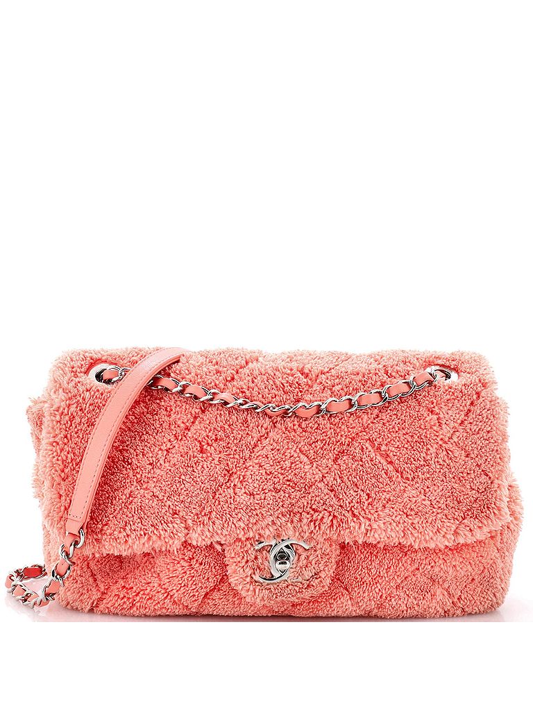 Chanel 100% Textile Pink CC Chain Flap Bag Quilted Terry Cloth Medium One size - photo 1