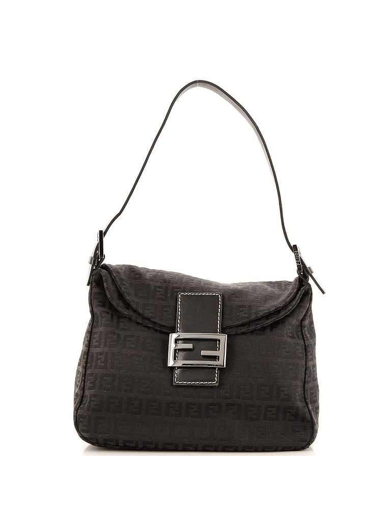 Fendi 100% Canvas Plain Black Flap Shoulder Bag Zucchino Canvas Small One size - photo 1