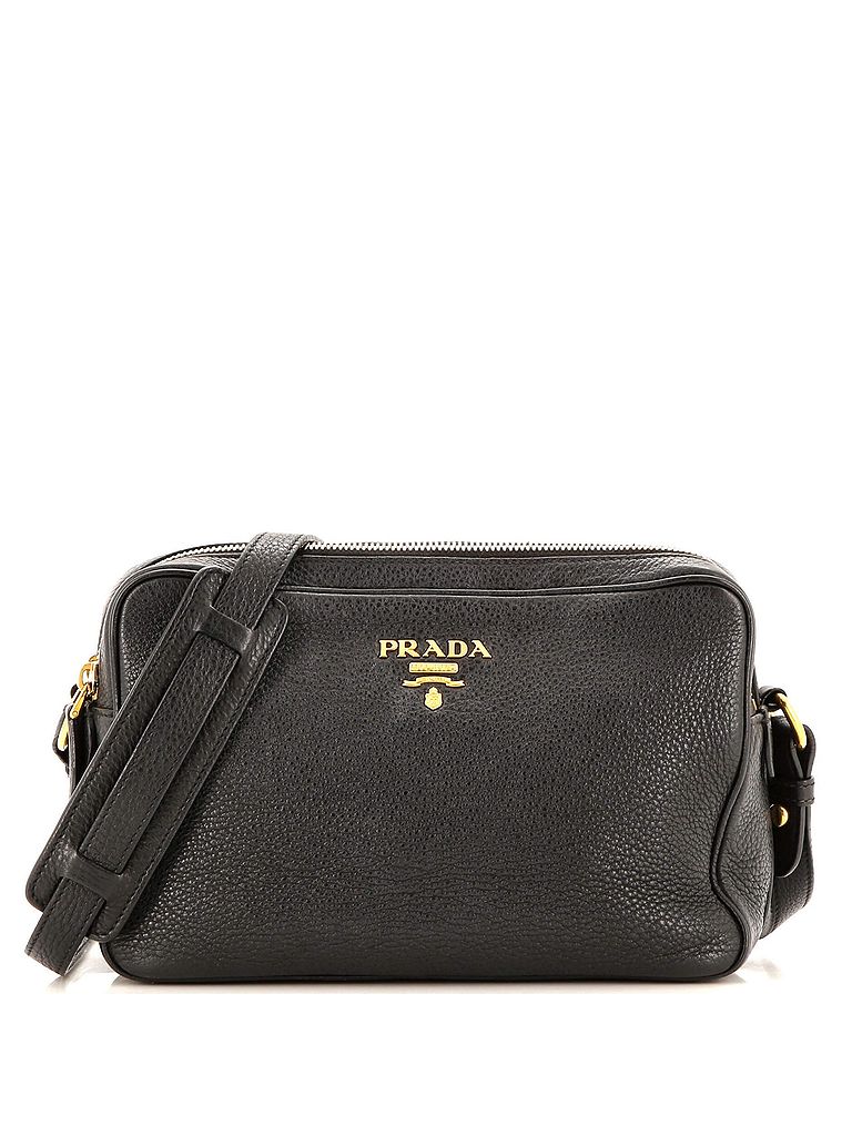 Prada 100% Leather Black Double Zip Camera Bag Vitello Daino One size - photo 1