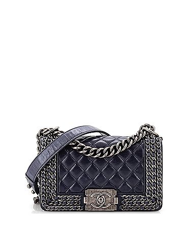Chanel Chained Boy Flap Bag Quilted Glazed Calfskin Small (view 1)