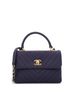 Chanel 100% Wool Blue Trendy CC Top Handle Bag Chevron Jersey Small One size - photo 1