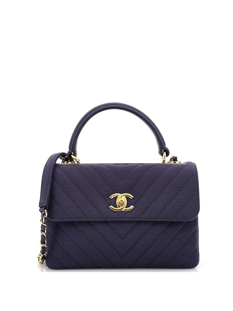 Chanel 100% Wool Blue Trendy CC Top Handle Bag Chevron Jersey Small One size - photo 1