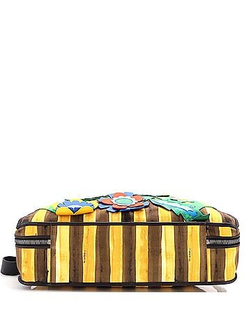Fendi Flower Convertible Tote Pequin Canvas with Applique Large (view 2)