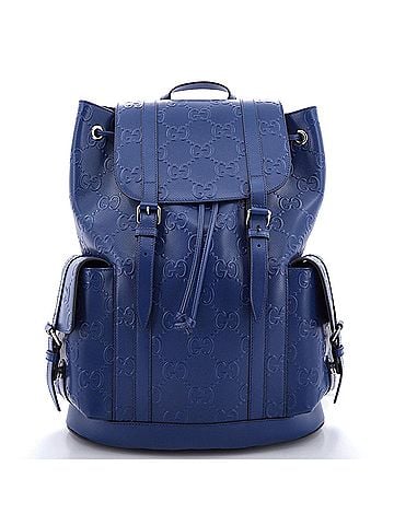 Gucci Double Buckle Backpack GG Embossed Perforated Leather Large (view 1)