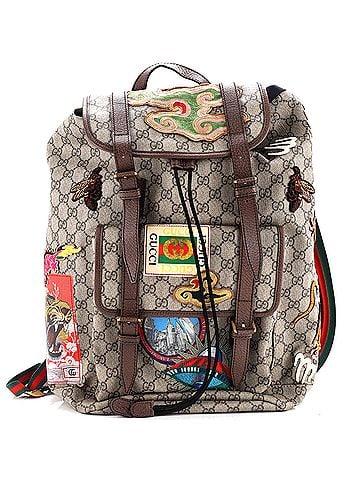 Gucci Courrier Soft Backpack GG Coated Canvas with Applique Large (view 1)