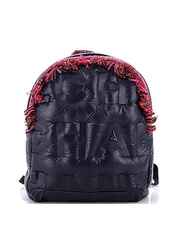 Chanel Doudoune Backpack Embossed Nylon with Tweed Medium (view 1)