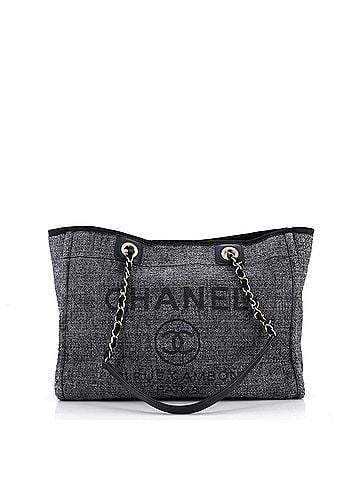 Chanel Deauville Tote Raffia with Glitter Detail Small (view 1)