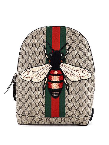 Gucci Bee Web Backpack GG Coated Canvas with Applique Medium (view 1)