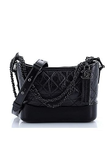 Chanel So Black Gabrielle Hobo Quilted Aged Calfskin Small (view 1)