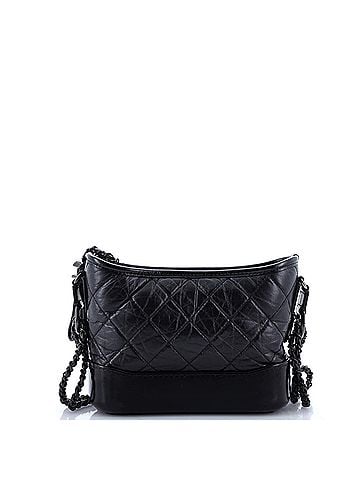 Chanel So Black Gabrielle Hobo Quilted Aged Calfskin Small (view 2)