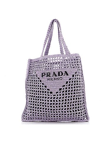 Prada Triangle Logo Open Tote Raffia (view 1)