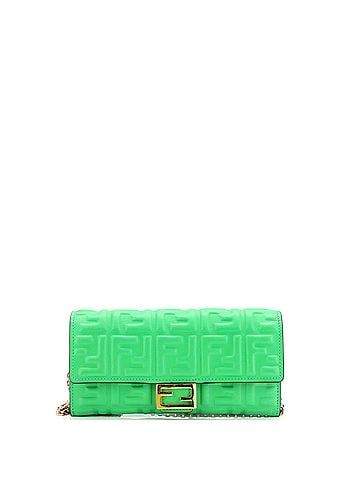 Fendi Baguette Continental Wallet on Chain Zucca Embossed Leather (view 1)