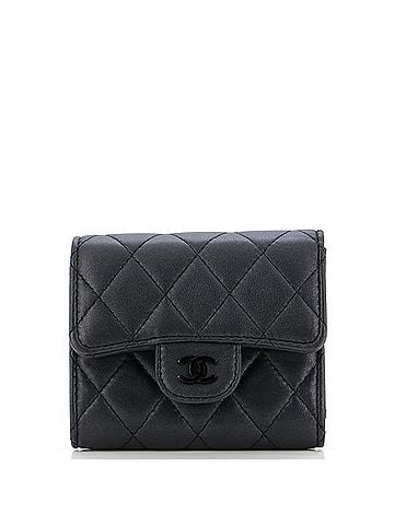 Chanel So Black CC Compact Classic Flap Wallet Quilted Lambskin (view 1)