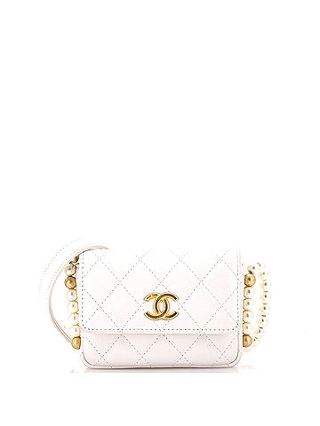 Chanel About Pearls Flap Card Holder with Chain Quilted Calfskin (view 1)
