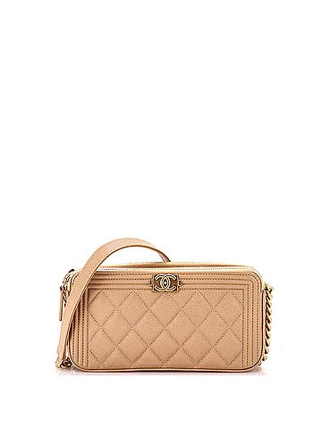 Chanel Boy Double Zip Clutch with Chain Quilted Caviar (view 1)