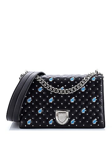 Christian Dior Diorama Clasp Flap Bag Embroidered Leather Medium (view 1)