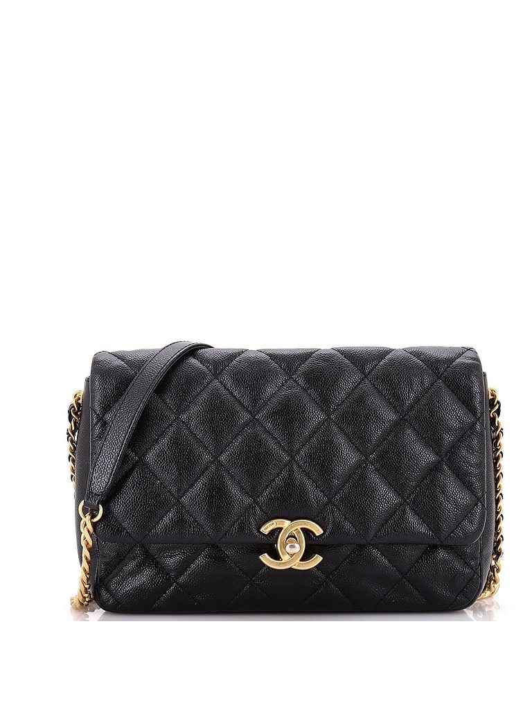 Chanel 100% Leather Black Chain Melody Flap Bag Quilted Caviar Medium One size - photo 1