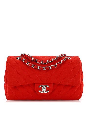 Chanel Vintage Classic Single Flap Bag Chevron Jersey Medium (view 1)