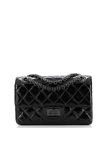 Chanel So Black Reissue 2.55 Flap Bag Quilted Patent Mini (view 1)