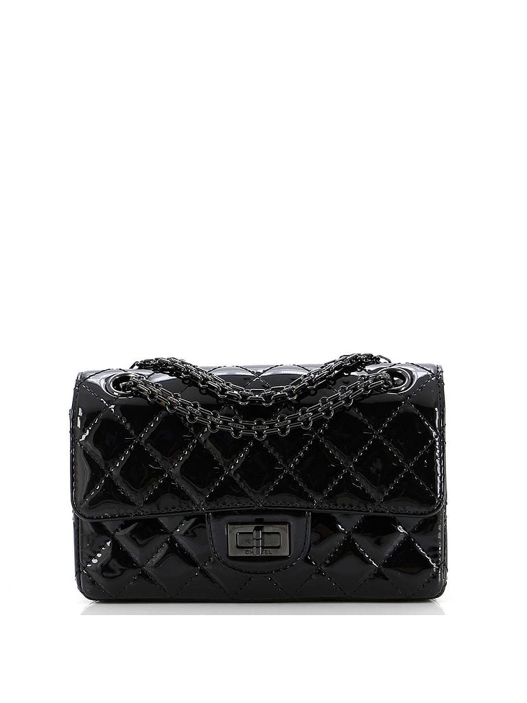 Chanel 100% Patent Leather Black So Black Reissue 2.55 Flap Bag Quilted Patent Mini One size - photo 1
