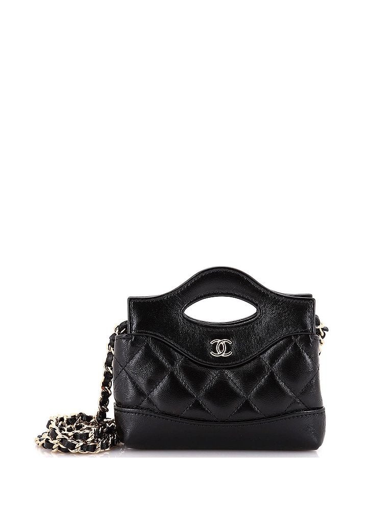 Chanel 100% Leather Black 31 Shopping Bag Clutch with Chain Quilted Calfskin Nano One size - photo 1
