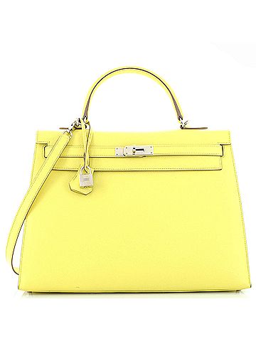 Hermès Kelly Handbag Yellow Epsom with Palladium Hardware 35 (view 1)
