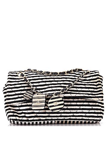 Chanel CC Chain Flap Bag Quilted Striped Velvet Medium (view 1)