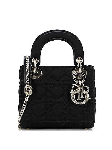 Christian Dior Lady Dior Bag Cannage Quilt Satin with Crystal Charms Mini (view 1)