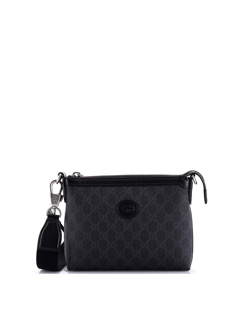 Gucci 100% Coatead Canvas Black Interlocking G Patch Wristlet Messenger Bag GG Coated Canvas Small One size - photo 1