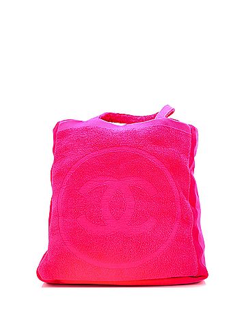 Chanel CC Beach Tote Set Terry Cloth Vertical (view 2)