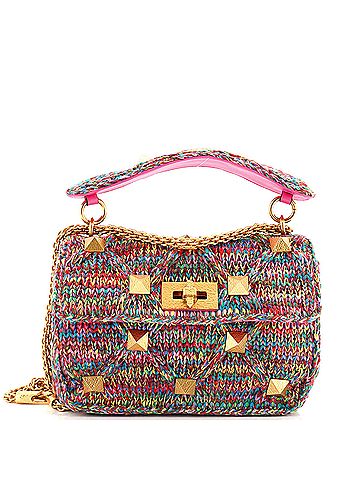Valentino Garavani Roman Stud Flap Bag Quilted Knit Medium (view 1)