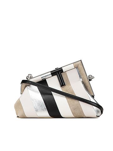 Fendi Small Fendi First Leather and Suede Striped Crossbody (view 1)
