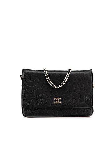 Chanel Lambskin Camellia Embossed Wallet On Chain (view 1)