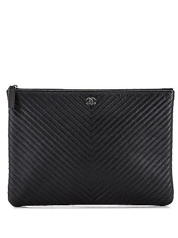 Chanel O Case Clutch Chevron Caviar Medium (view 1)