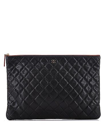 Chanel O Case Clutch Quilted Caviar Large (view 1)