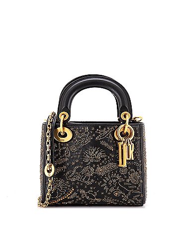 Christian Dior Lady Dior Chain Bag Embroidered Calfskin Mini (view 1)