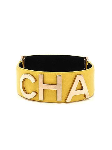 Chanel CHA-NEL Logo Cuff Bracelet Set Leather with Metal (view 1)