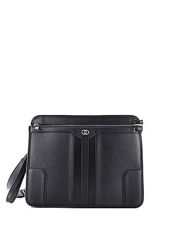Gucci Interlocking G Front Zip Messenger Bag Leather Large (view 1)