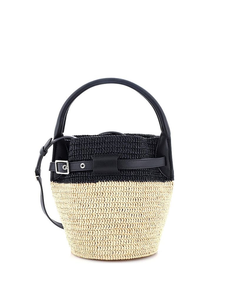 Céline 100% Raffia Black Tan Big Bag Bucket Woven Raffia Nano One size - photo 1