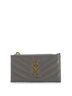 Saint Laurent 100% Leather Gray Monogram Fragments Zip Card Holder Matelasse Chevron Leather One size - photo 1