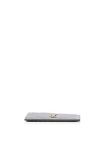 Saint Laurent Monogram Fragments Zip Card Holder Matelasse Chevron Leather (view 2)
