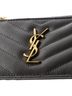 Saint Laurent 100% Leather Gray Monogram Fragments Zip Card Holder Matelasse Chevron Leather One size - photo 6