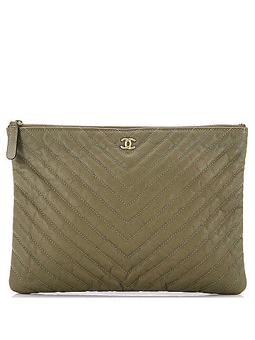 Chanel O Case Clutch Chevron Lambskin Medium (view 1)