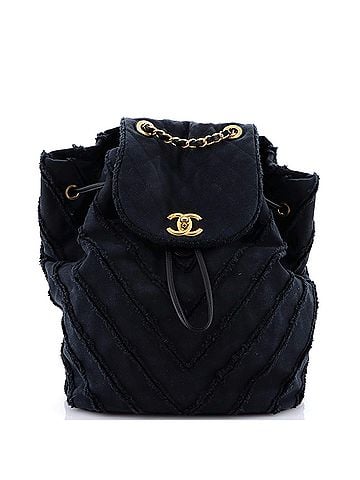Chanel Cuba Drawstring Backpack Chevron Patchwork Canvas (view 1)
