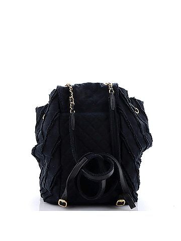 Chanel Cuba Drawstring Backpack Chevron Patchwork Canvas (view 2)