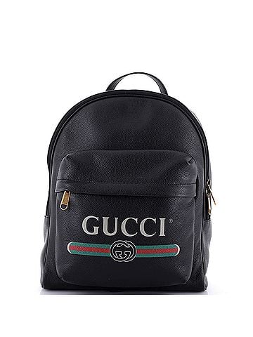 Gucci Logo Front Pocket Backpack Printed Leather (view 1)