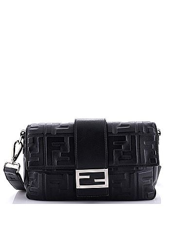 Fendi Baguette Convertible Belt Bag Zucca Embossed Leather Medium (view 1)