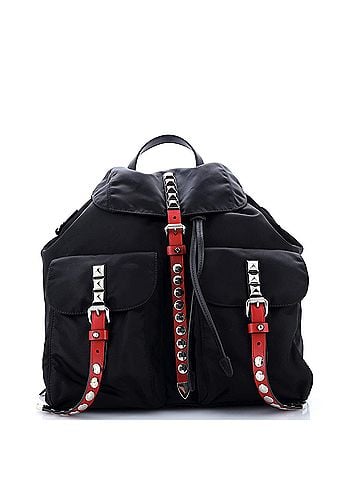 Prada New Vela Backpack Tessuto with Studded Leather (view 1)
