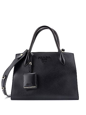 Prada Monochrome Tote Saffiano with City Calf Medium (view 1)